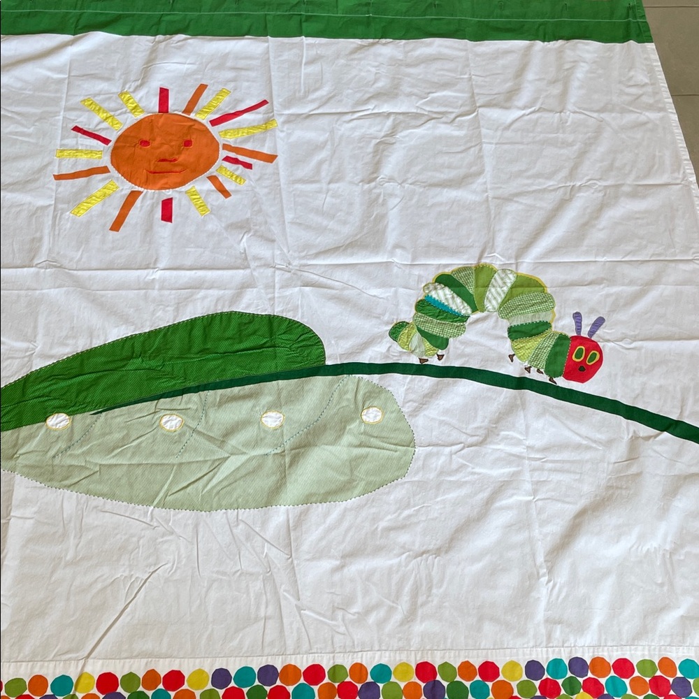 RARE Pottery Barn Kids The Very Hungry Caterpillar shower curtain & hooks